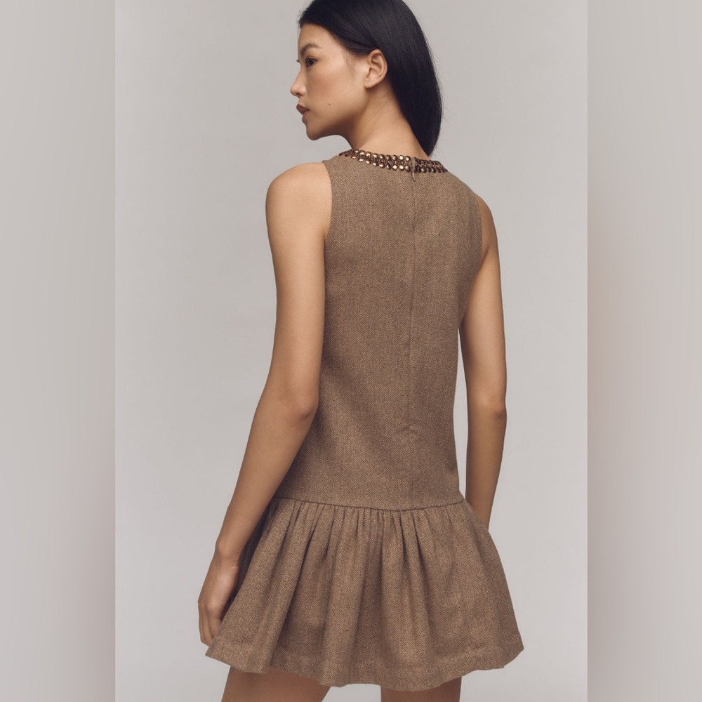 ✨ Anthropologie Beaded Keyhole Sleeveless Mini Dress Sz M - Picture 2 of 8